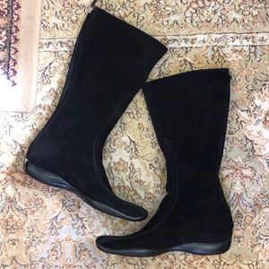 PRADA EU 37 US 7 Suede MidCalf Back-Zip Black NEW